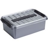 Sunware Opberg boxen - set 2x stuks - 12 en 22 liter - kunststof grijs - met deksel