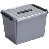 Sunware Opberg boxen - set 2x stuks - 12 en 22 liter - kunststof grijs - met deksel