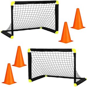 Sportx Voetbal set - 2x goals met 4x oranje pionnen - 22 cm