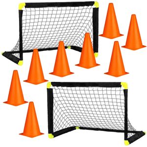 Sportx Voetbal set - 2x goals met 8x oranje pionnen - 22 cm