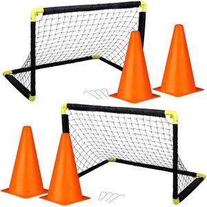 Dunlop Voetbal set - 2x goals met 4x oranje pionnen - 22 cm