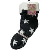 Apollo - Dames huissokken/slofsokken - navy/wit sterren - maat 36-41 - Anti-slip