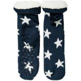 Apollo - Dames huissokken/slofsokken - navy/wit sterren - maat 36-41 - Anti-slip