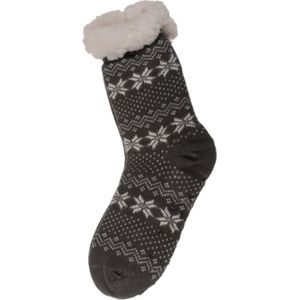 Out of the blue Nordic huissokken/slofsokken - dames - gebreid - choco bruin - maat 36-41