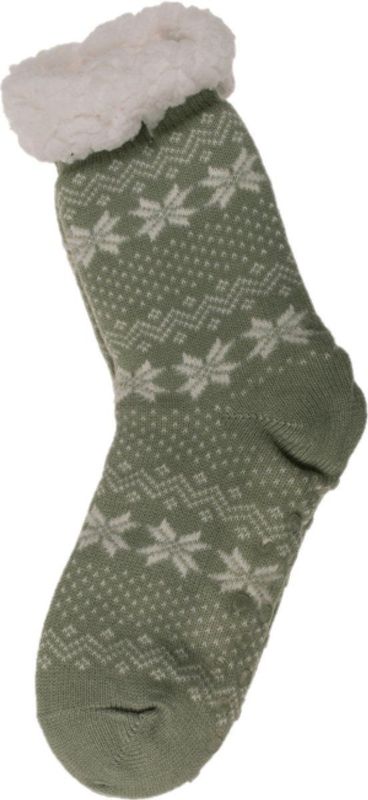 Out of the blue Nordic huissokken/slofsokken - dames - gebreid - army green - maat 36-41