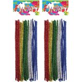 60x Chenille draad glitter kleurenmix 30 cm