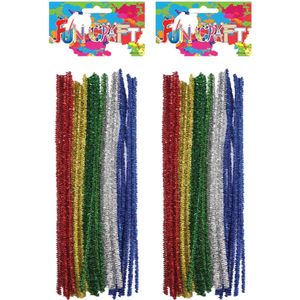 Chenille draad - 120x stuks - glitter 5 kleurenmix - Buigbaar draad - 30 cm - Knutselen hobby - Hobbydraad