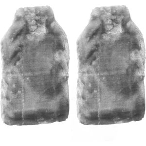 2x stuks warm/heet water kruik met pluche hoes zilver grijs 2 liter