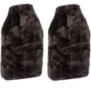 2x stuks warm/heet water kruik met pluche hoes antraciet grijs 2 liter