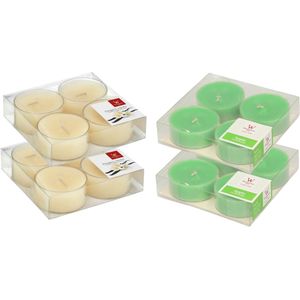 Trend Candles - 16x max-size geurkaarsen theelichtjes vanille en appel 8 branduren