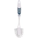 Afwasborstel met ophang lus - 2x stuks - blauw - 29 cm