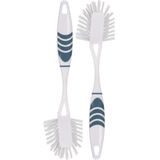 Afwasborstel met ophang lus - 2x stuks - blauw - 29 cm