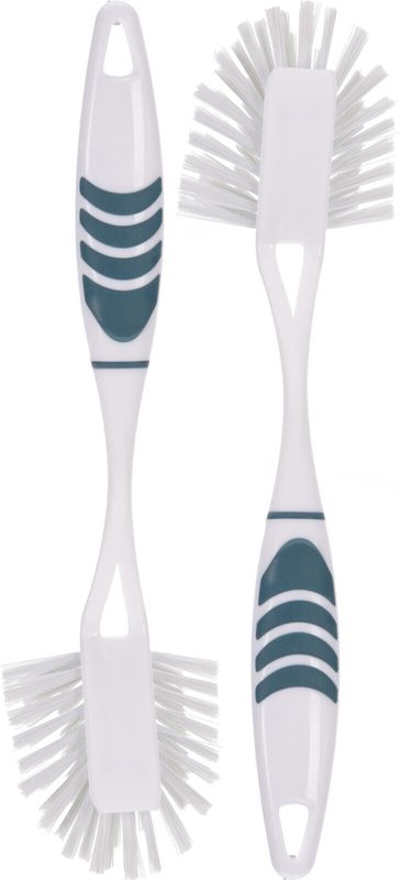 Afwasborstel met ophang lus - 2x stuks - blauw - 29 cm