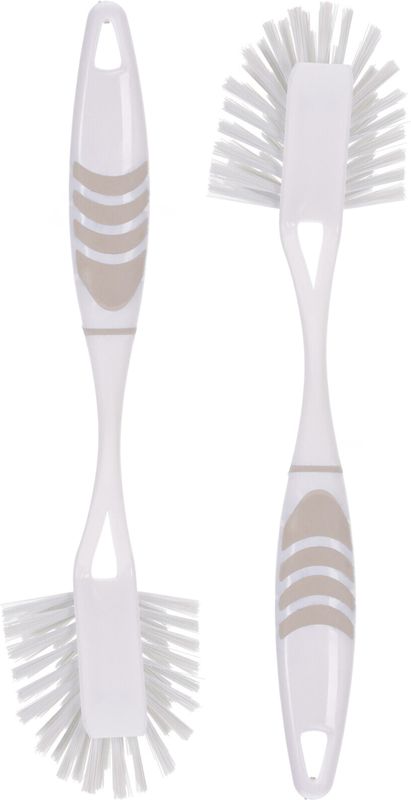 Afwasborstel met ophang lus - 2x stuks - grijs - 29 cm