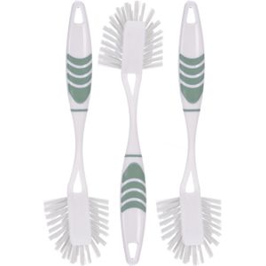 Afwasborstel met ophang lus - 3x stuks - groen - 29 cm