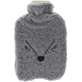 Home & Styling Kruik - 2x stuks - fleece hoes vos grijs - 2 liter