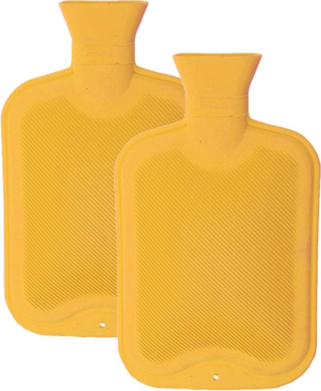 Home & Styling Kruik - 2x stuks - rubber - geel - 2 liter