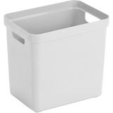 Sunware Opbergbox - wit - 25 Liter - kunststof met houtkleur deksel