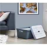 Sunware Opbergbox - lichtgrijs - 25L - kunststof met houtkleur deksel