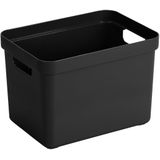Sunware Opbergbox - zwart - 18L - kunststof met houtkleur deksel