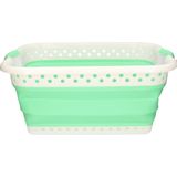 Benson opvouwbare wasmand - groen/wit - 61 x 44 cm