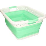 Benson opvouwbare wasmand - groen/wit - 61 x 44 cm