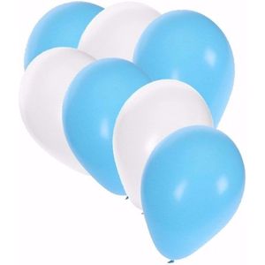 Shoppartners - Oktoberfest kleuren ballonnen 60x stuks blauw/wit 27 cm