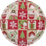 Kerst dinerbord/ontbijtbord - metaal - 26 cm - sneeuwman