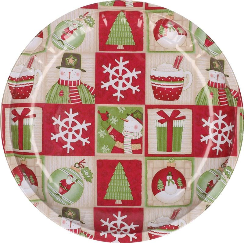 Kerst dinerbord/ontbijtbord - metaal - 26 cm - sneeuwman