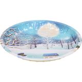 Kerst dinerbord/ontbijtbord - metaal - 26 cm - sneeuwman