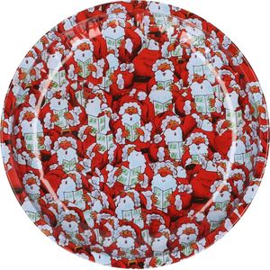 Kerst dinerbord/ontbijtbord - metaal - 26 cm - sneeuwman