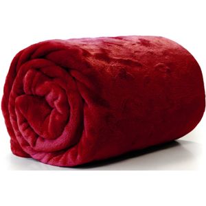 Unique Living Plaid/deken - fleece - fluweel rood - polyester - 130 x 180 cm