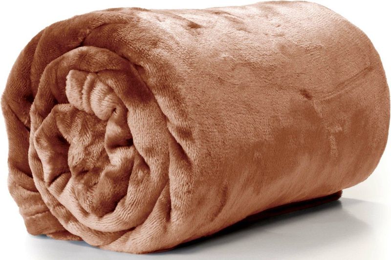 Unique Living - Plaid/deken Enzo - brons - polyester - 130 x 180 cm