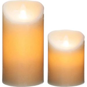 Led stompkaarsen set - 2x stuks - Warm licht - 10 en 20 cm