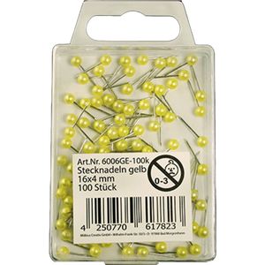 Kopspelden/steekspelden - 100x stuks - Geel - 16 mm - hobby/naai spelden