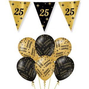 Paperdreams - Versiering Pakket - Zwart/Goud - Feestartikelen - 25 Jaar