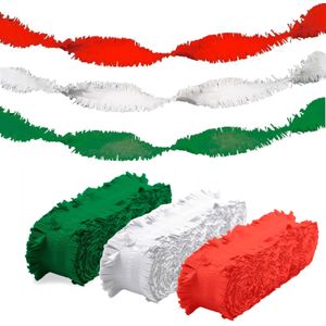 Feest versiering combi slingers rood/wit/groen 24 meter crepe papier - Feestslingers