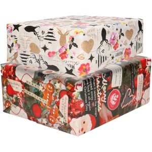 Bellatio Decorations Kerst cadeaupapier mixprint 250x70cm - 10x rollen