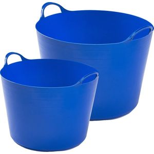 Whitefurze Flexibele emmers - 2x stuks - 14 liter en 39 liter - blauw