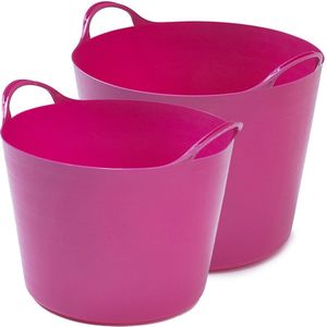 Whitefurze Flexibele emmers - 2x stuks - 26 liter en 39 liter - roze