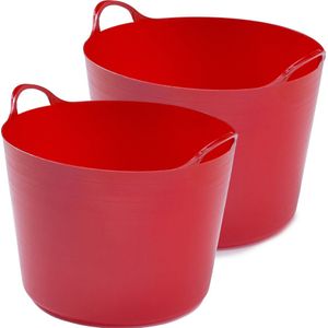 Whitefurze Flexibele emmers - 2x stuks - 26 liter en 39 liter - rood