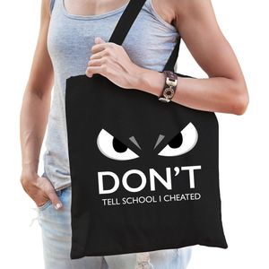 Dont tell school cadeau katoenen tas zwart voor volwassenen - Feest Boodschappentassen