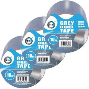 DID - duct tape - reparatietape - grijs - 3 stuks - 10 meter x 48 mm