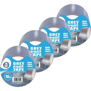 DID - duct tape - reparatietape - grijs - 4 stuks - 10 meter x 48 mm