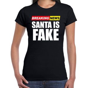 Bellatio Decorations Foute humor Kerst T-shirt breaking news fake - dames - zwart