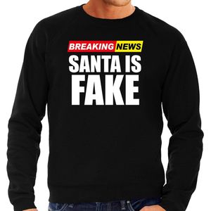 Bellatio Decorations Foute humor Kersttrui breaking news fake Kerst - sweater zwart - heren XL