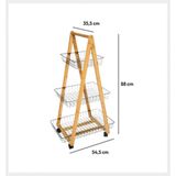 Keukentrolley - 3-laags - bamboe - 54.5 x 35.5 x 88 cm