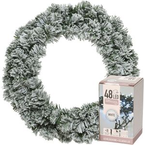 Kerstkrans, kunstmatige kerstkrans met 20 LED-lampjes Voorverlichte kerstkransen op batterijen Xmas krans voor deur, venster Mantel vakantie decoratie Garland,40cm/15.75inch