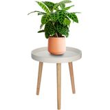 HS Collection Plantenstandaard/bijzettafel - wit - hout - 40 x 39 cm