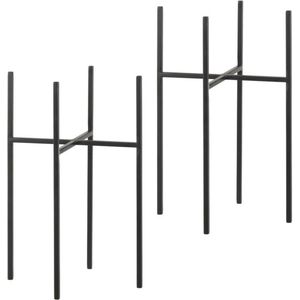 Mica Decorations - Plantenstandaard - Zwart - 2x - H35 x B21 cm - Metaal